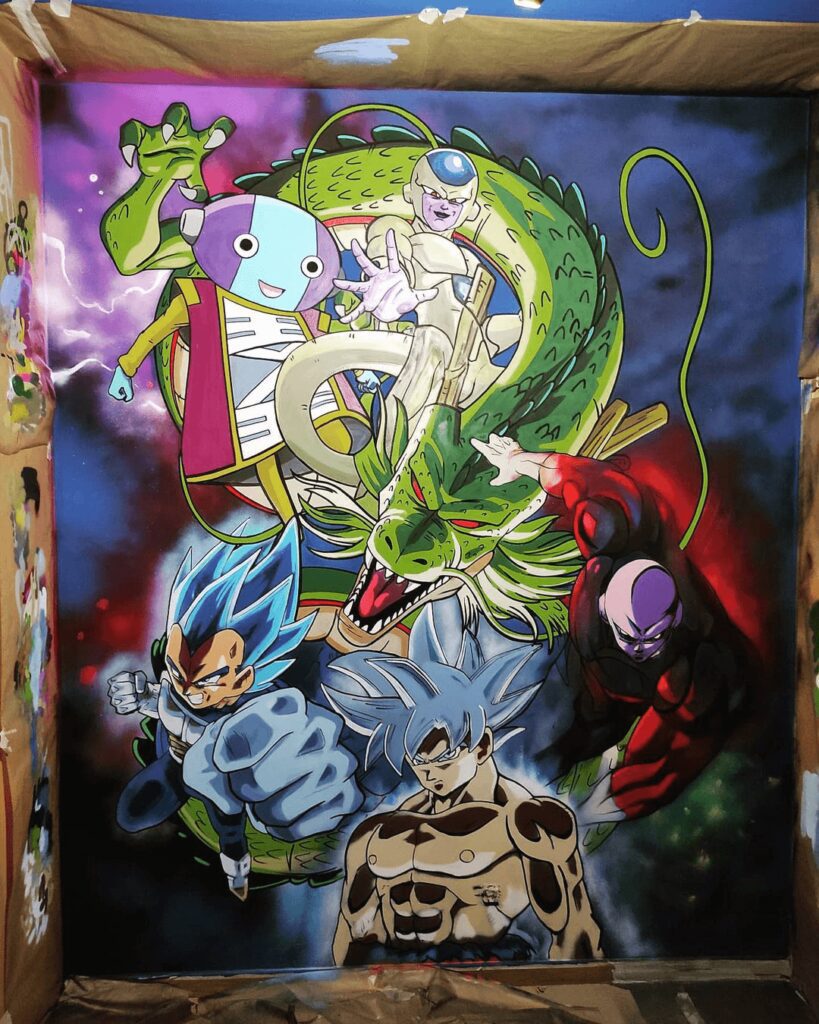 Graffiti de Dragon Ball, mural realizado por el artista Berok